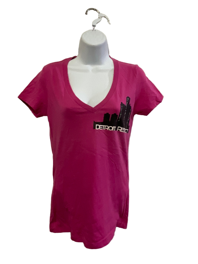 Ladies Detroit Skyline V neck