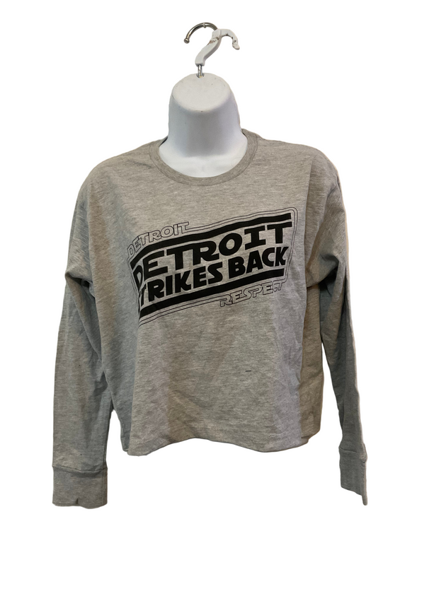 Ladies, long sleeve crop TEE, Detroit strikes back