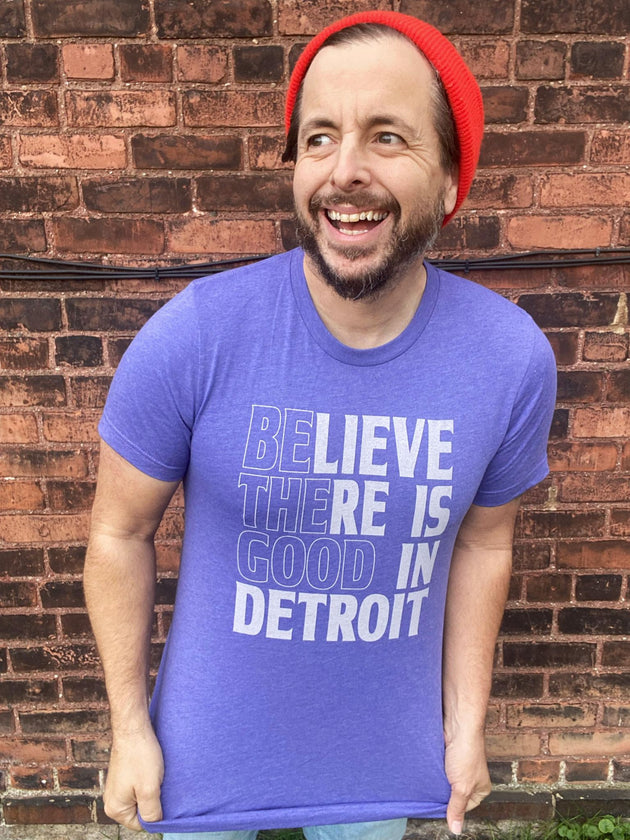 Believe There is Good in Detroit Tee heather purple
