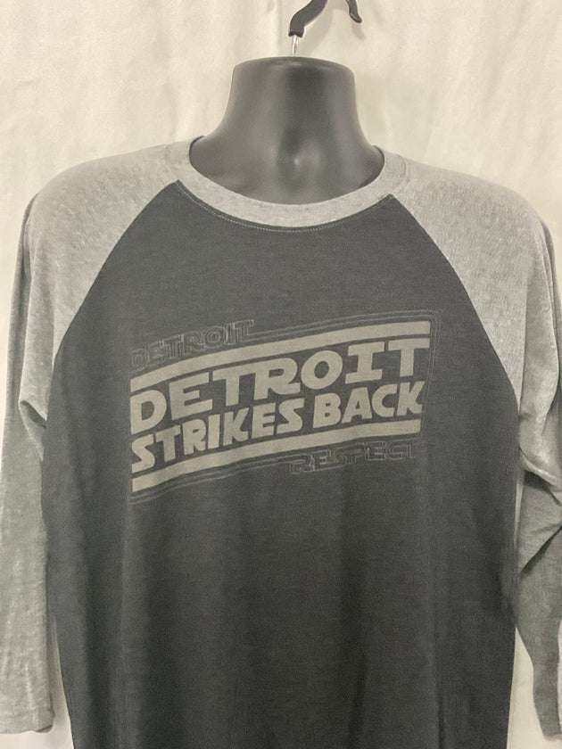 Detroit Strikes Back 3/4 sleeve gray ink